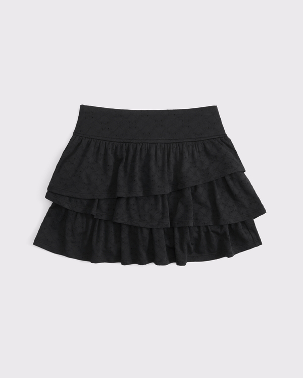 ypb tiered ruffle mini skort, Black view 1