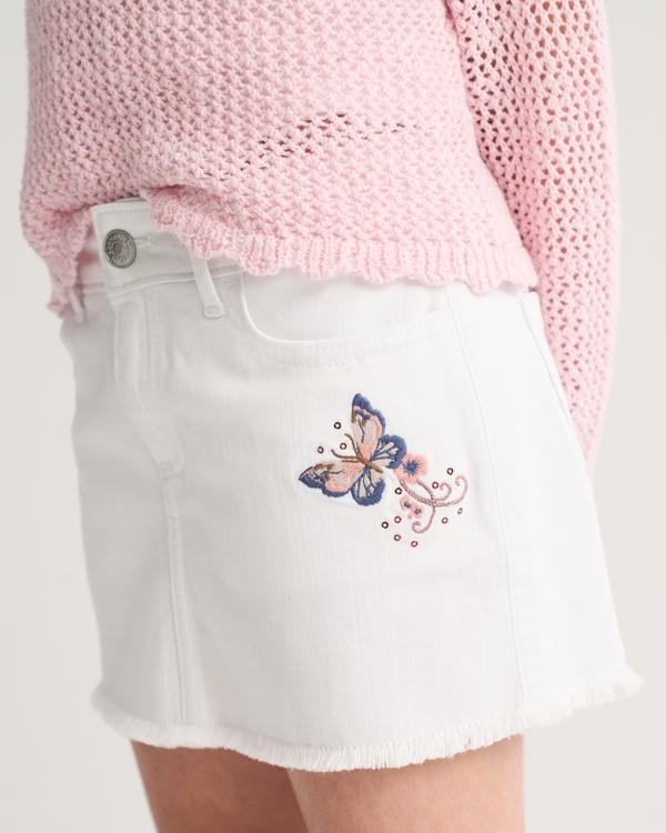 low rise denim mini skort
