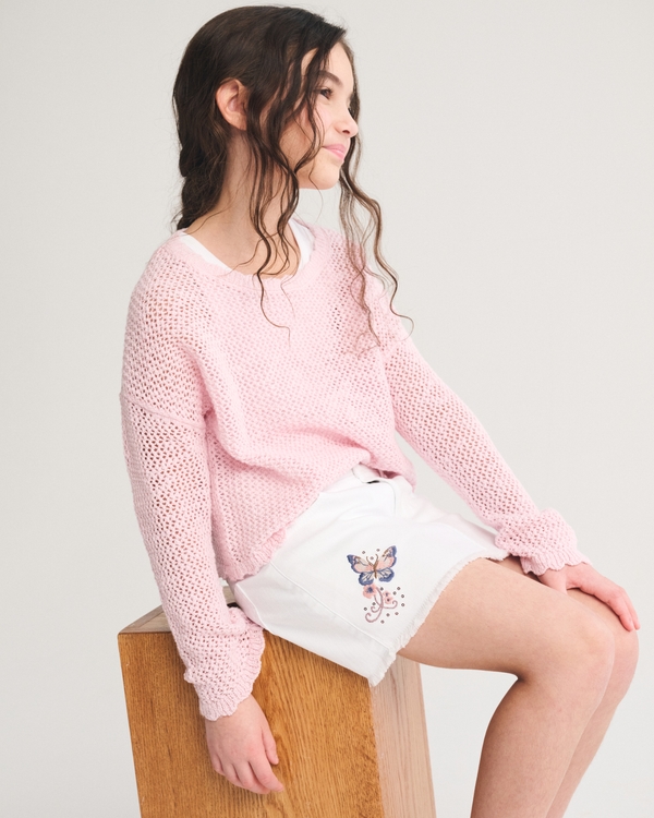 low rise denim mini skort