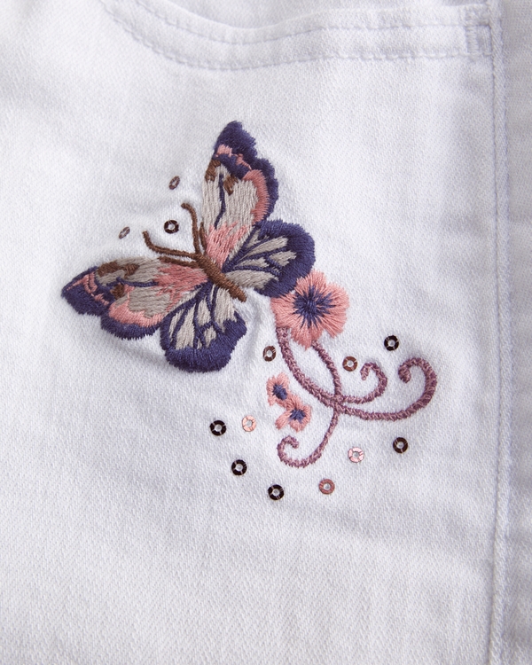 low rise denim mini skort, White view 2