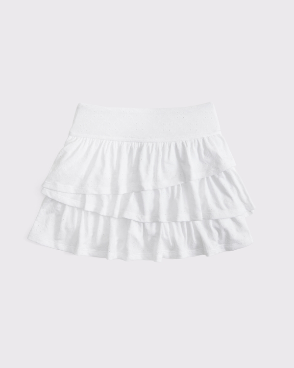 ypb tiered ruffle mini skort, White view 1