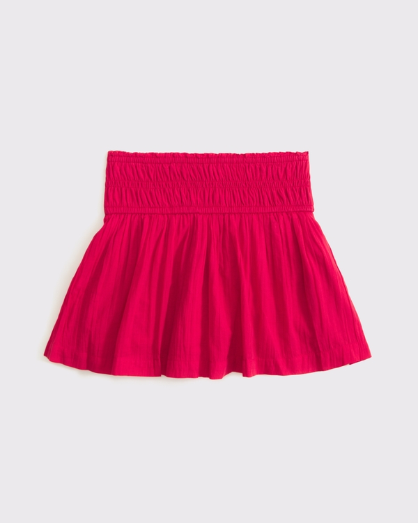 smocked waistband mini skort, Red view 1