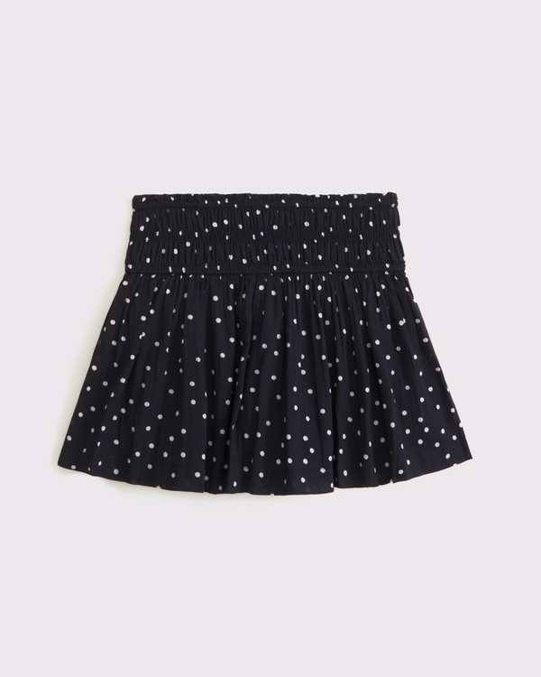 smocked waistband mini skort, Black Polka Dot view 1