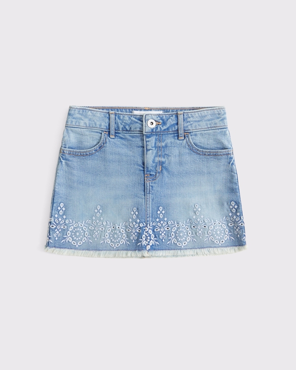 low rise denim mini skort, Light Wash Denim view 1