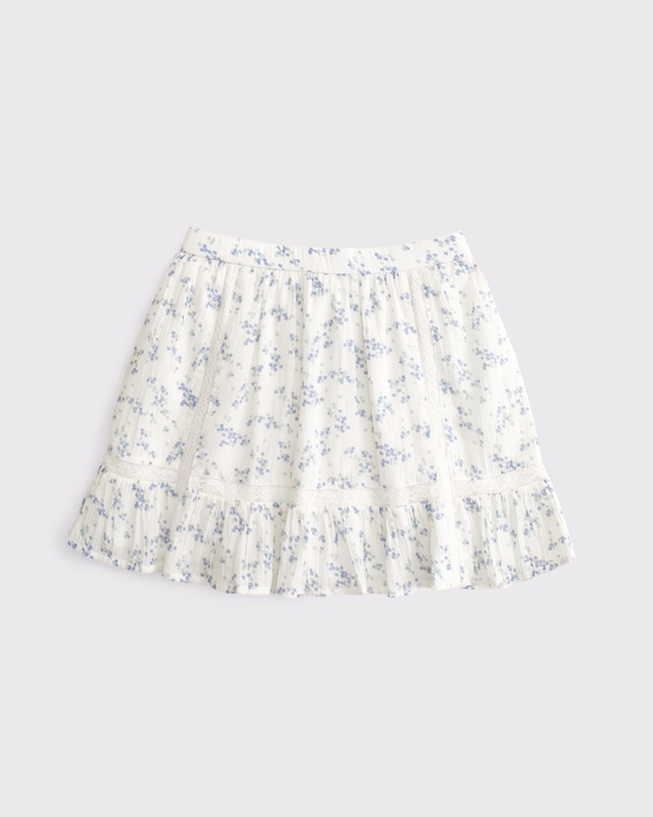 lace-trim set mini skort, White Pattern view 1