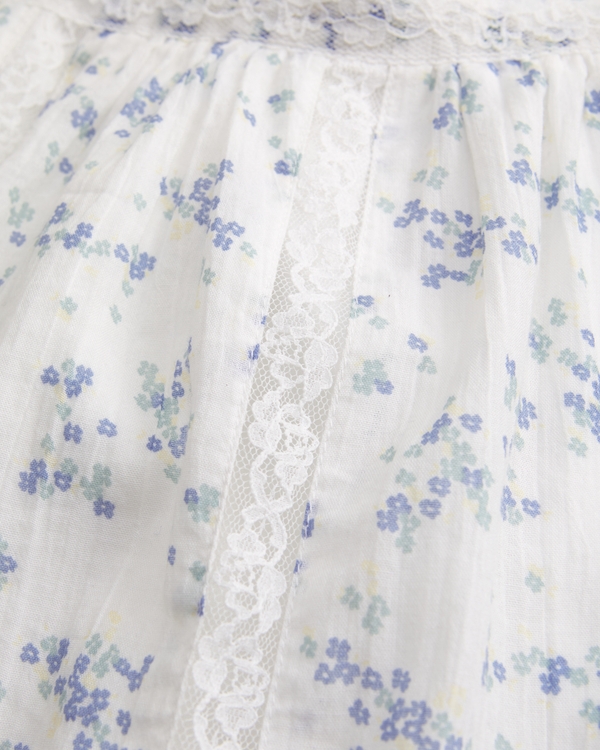 lace-trim set mini skort, White Pattern view 2