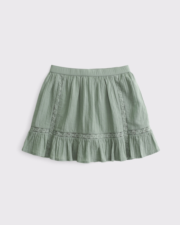 lace-trim set mini skort, Dark Sage view 2