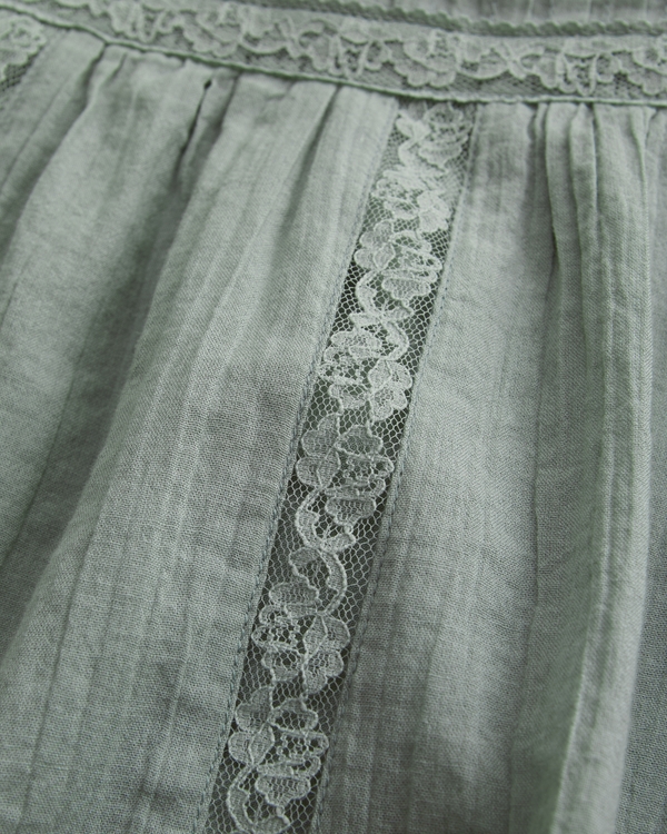 lace-trim set mini skort, Dark Sage view 2