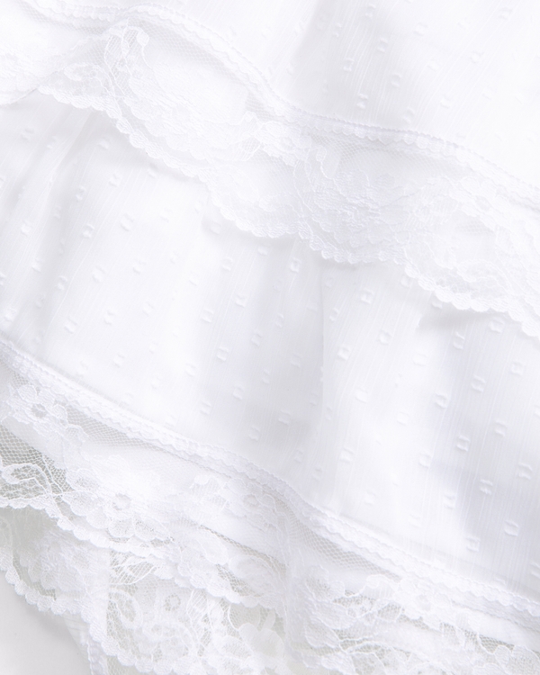 tiered lace-trim mini skort, White view 2