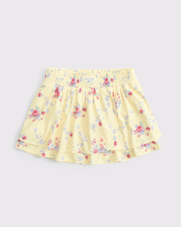 ypb tiered ruffle active skirt, Yellow Floral view 2