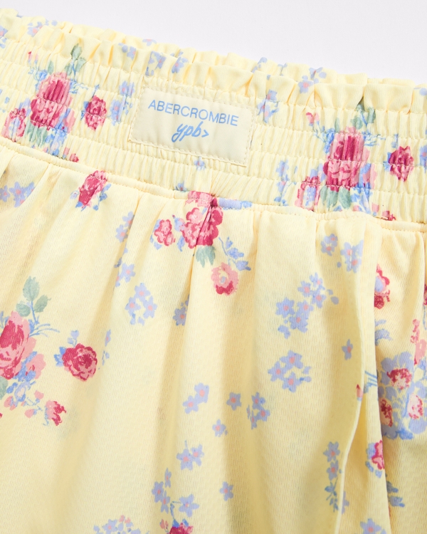 ypb tiered ruffle active skirt, Yellow Floral view 2