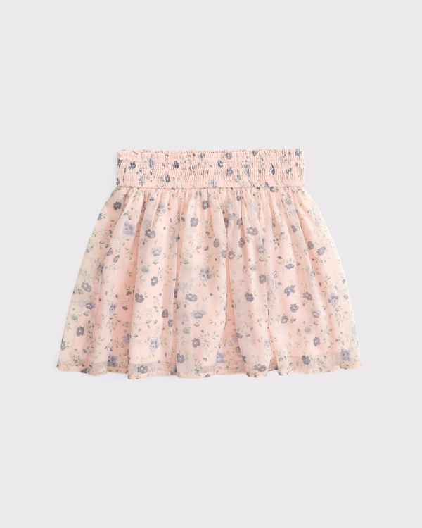 smocked waistband mini skort, Light Pink Pattern view 1