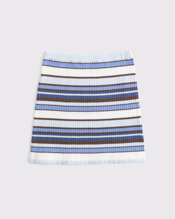 sweater mini skirt, Light Blue Stripe view 2
