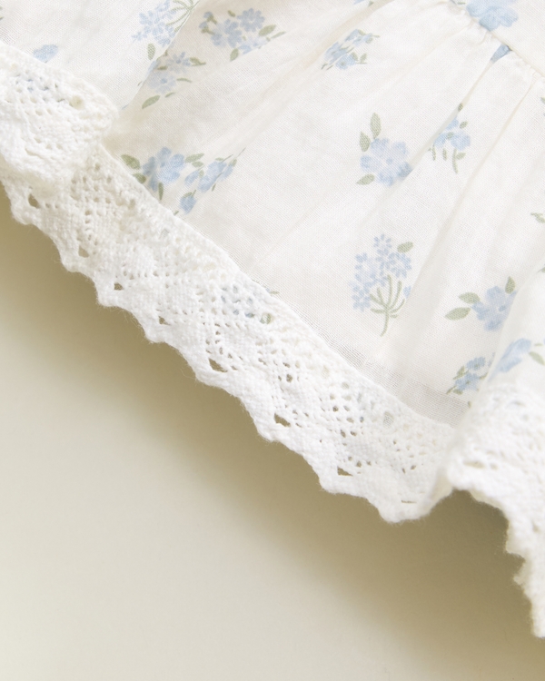 lace-trim mini skirt, White Print view 2