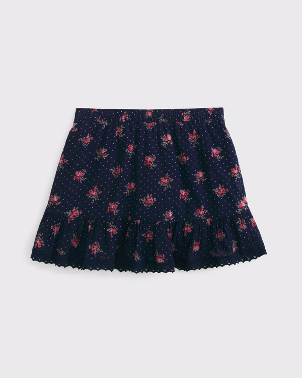 lace-trim mini skirt, Navy Floral view 1