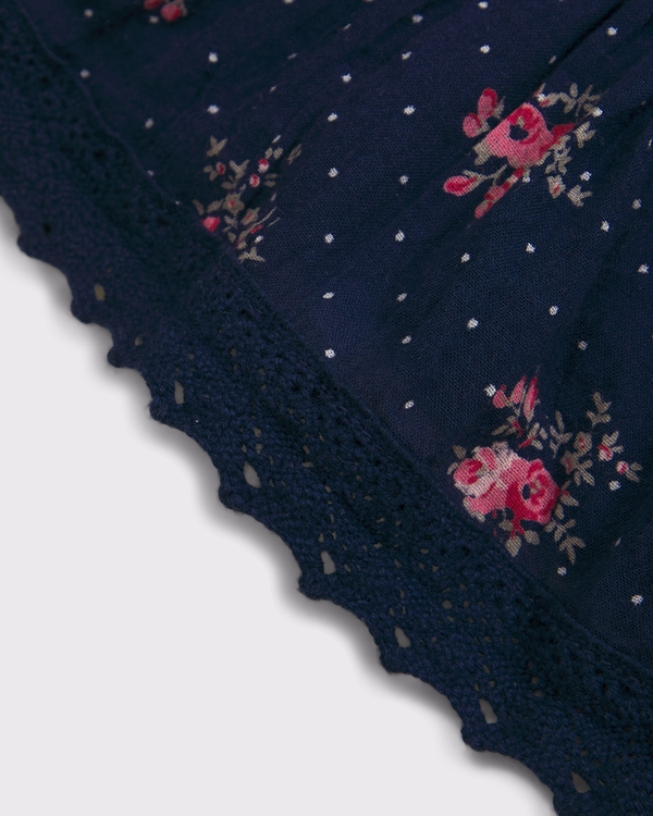 lace-trim mini skirt, Navy Floral view 2