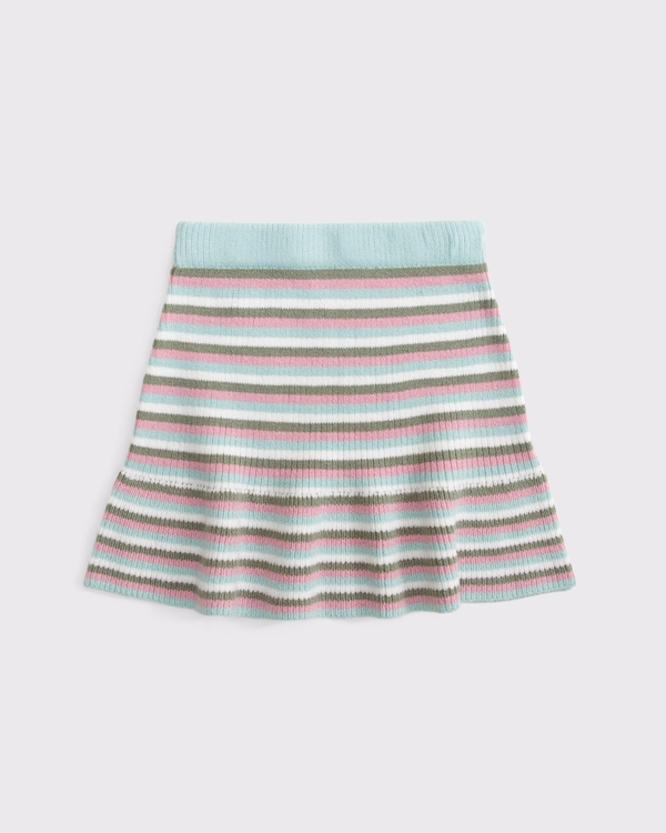 tiered ruffle sweater mini skirt, Green Stripe view 2