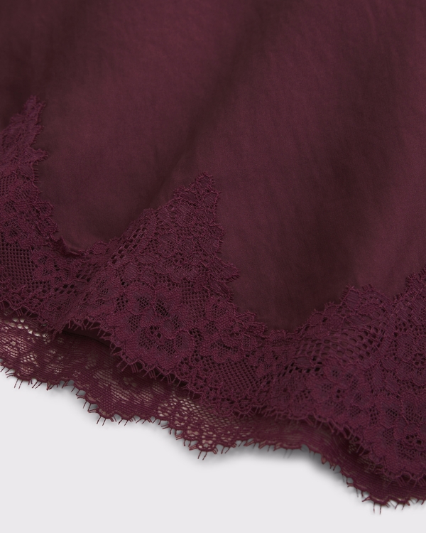 lace-trim mini skirt, Maroon view 2