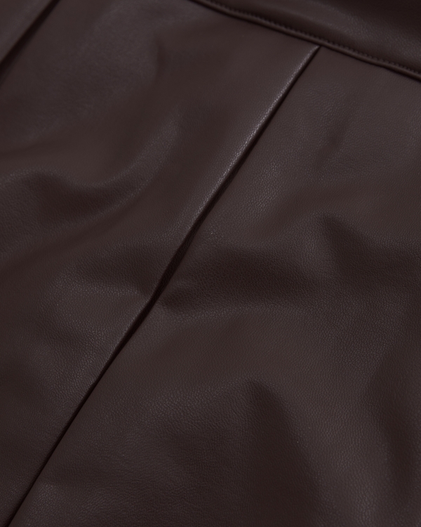 vegan leather pleated skort, Rich Brown view 2