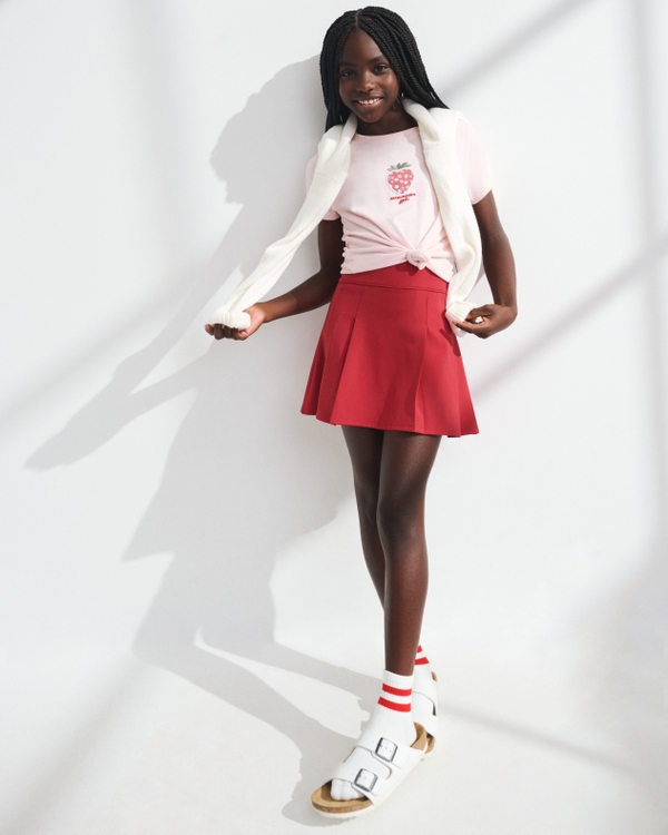 ypb pleated mini skort, Berry Red view 1