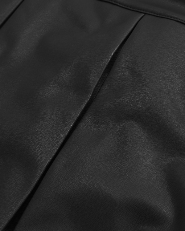 vegan leather pleated skort, Black view 2