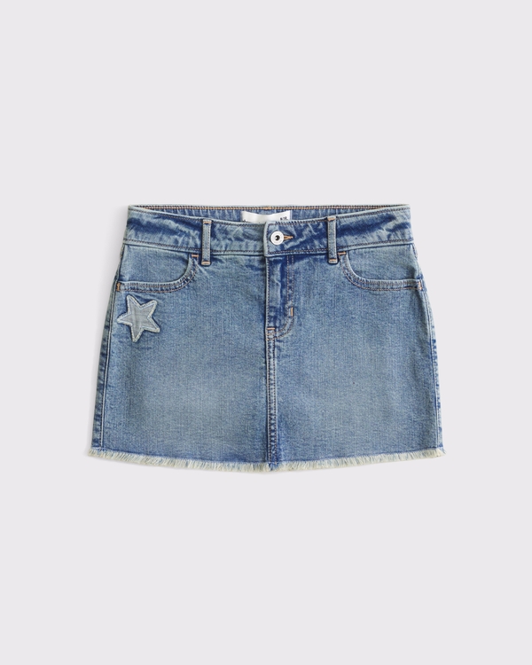 low rise denim mini skort, Medium view 2