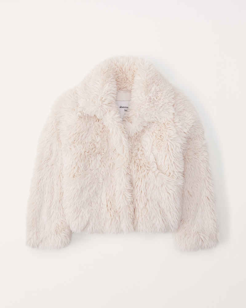 White Fluffy Jacket  Women's Faux Fur Jacket