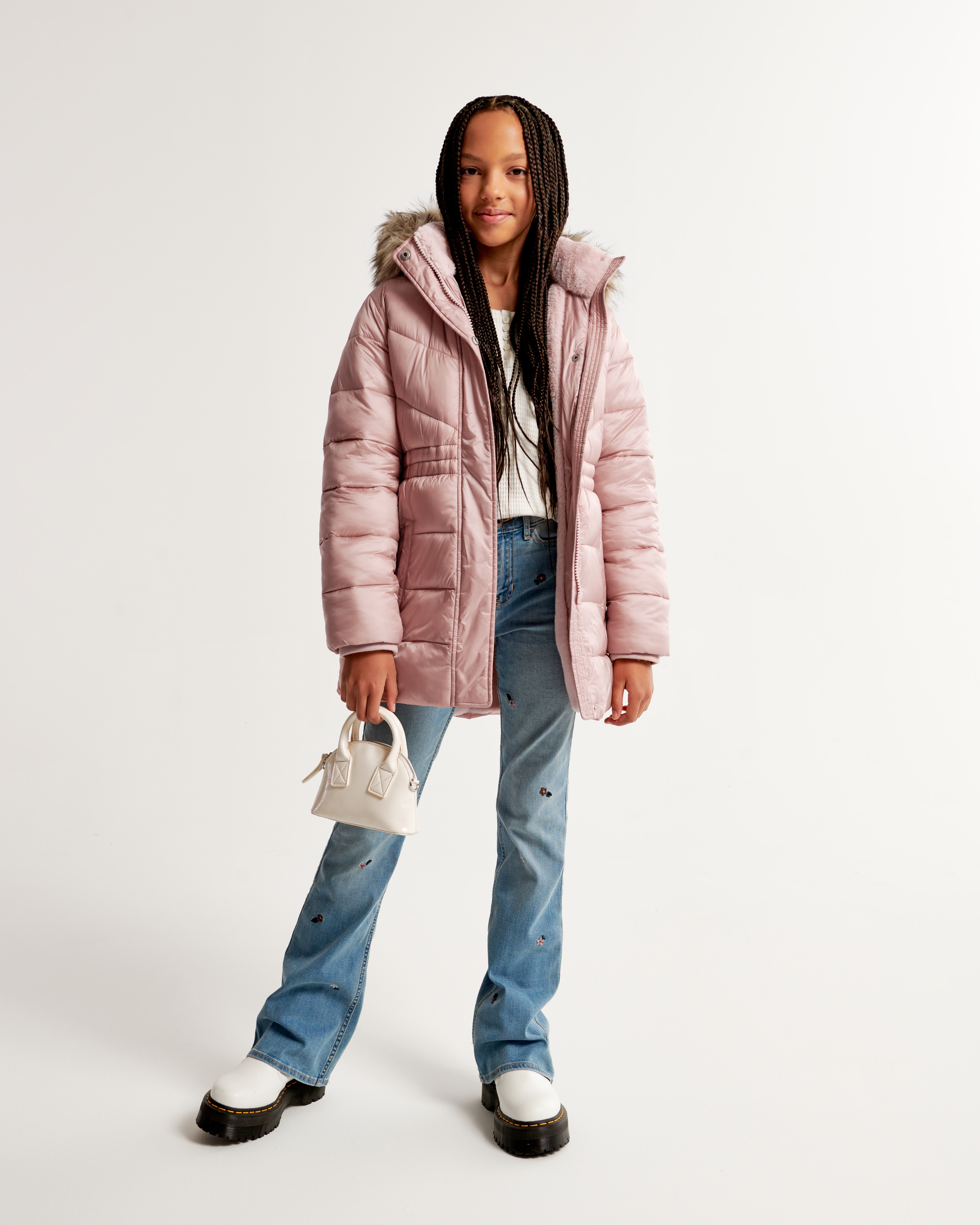 Girls fur sale hood parka