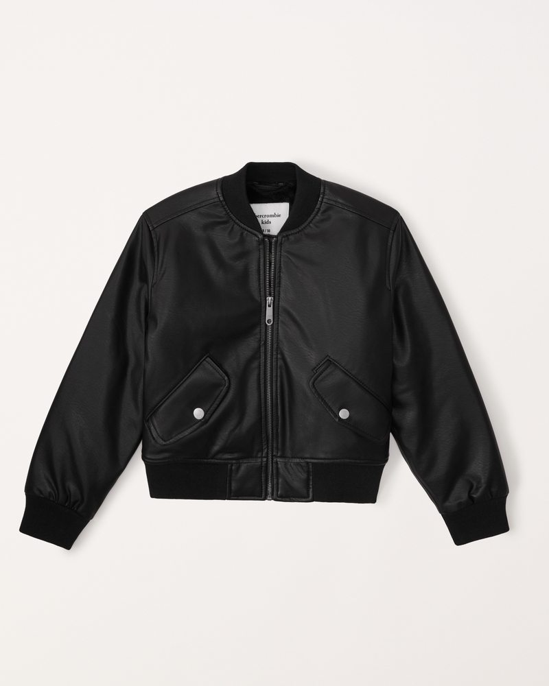 girls faux leather bomber jacket, girls clearance