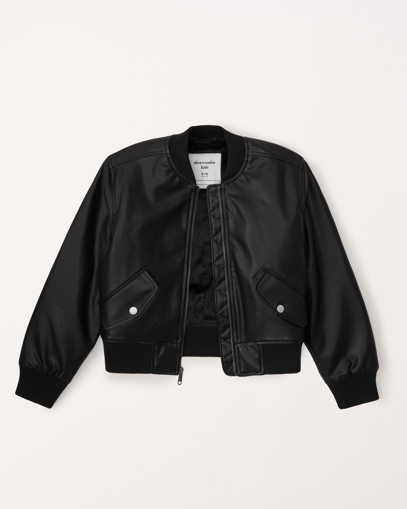 girls faux leather bomber jacket, girls clearance