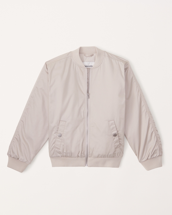 satin bomber jacket, Beige