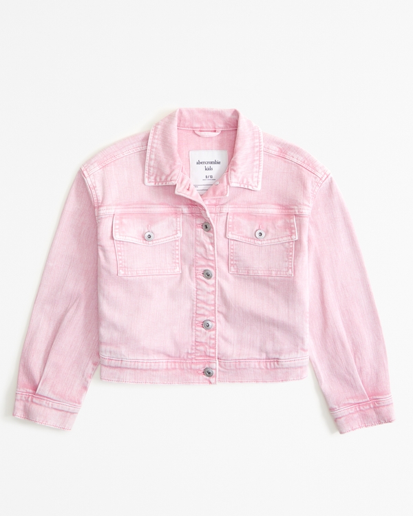 cropped denim jacket, Pink