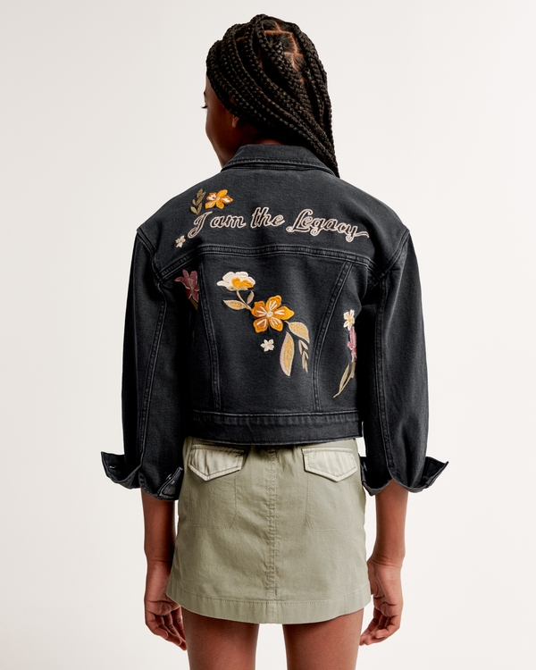 vol. 28 embroidered cropped denim jacket