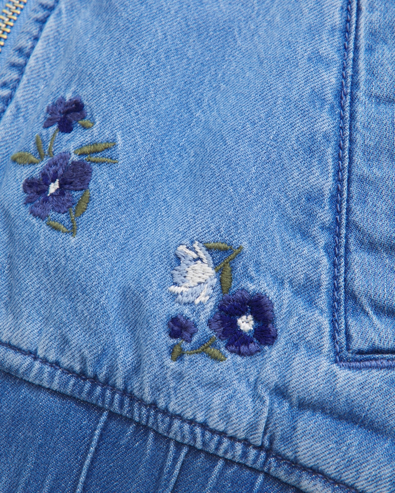 embroidered denim bomber jacket