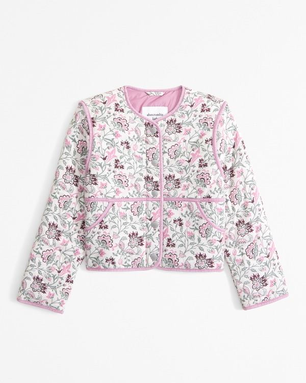 quilted liner jacket, Pink Floral