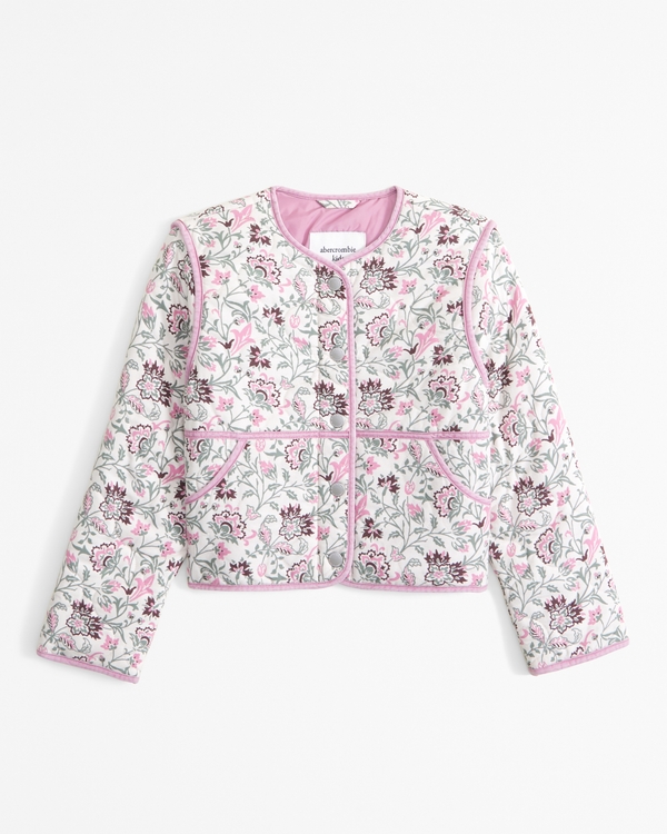 quilted liner jacket, Pink Floral view 1