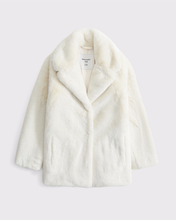 long-length faux fur jacket, Cream view 1