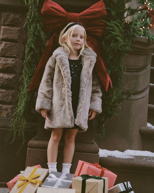 long-length faux fur jacket, Taupe