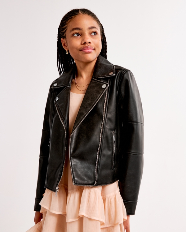 vegan leather biker jacket, Brown