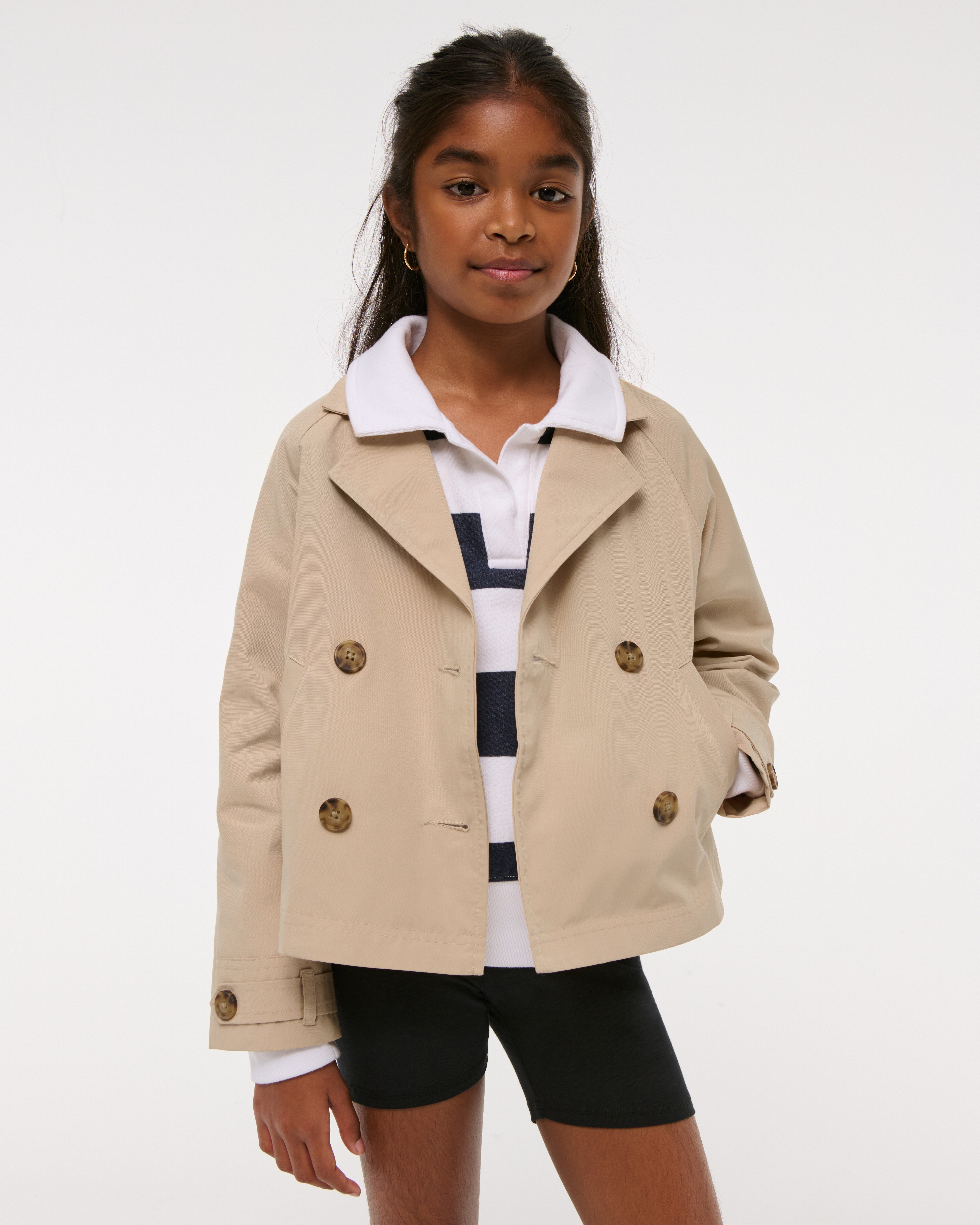 Abercrombie & Fitch Kids' Cropped Trench Coat In Brown
