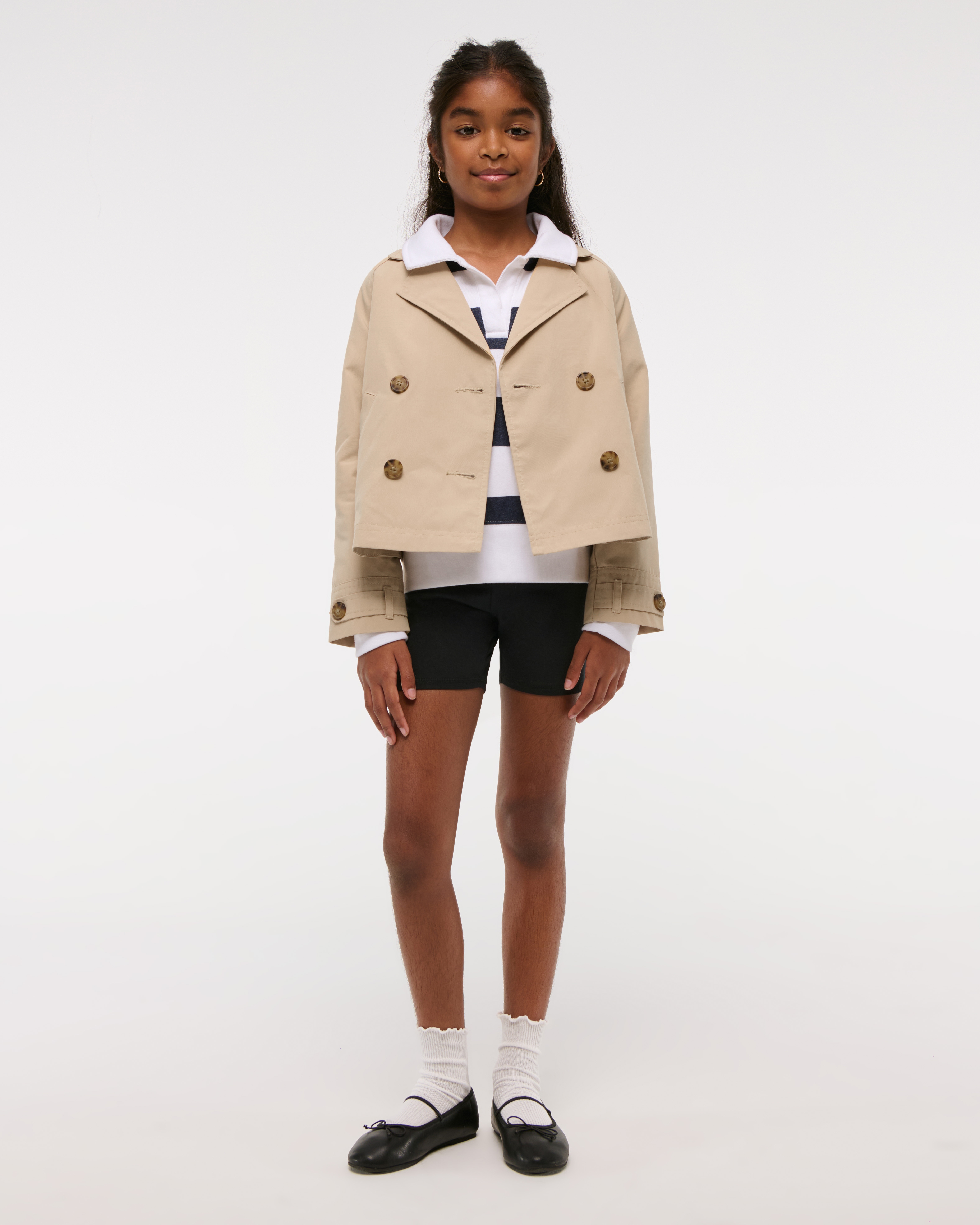 Abercrombie & Fitch Cropped Trench Coat In Brown