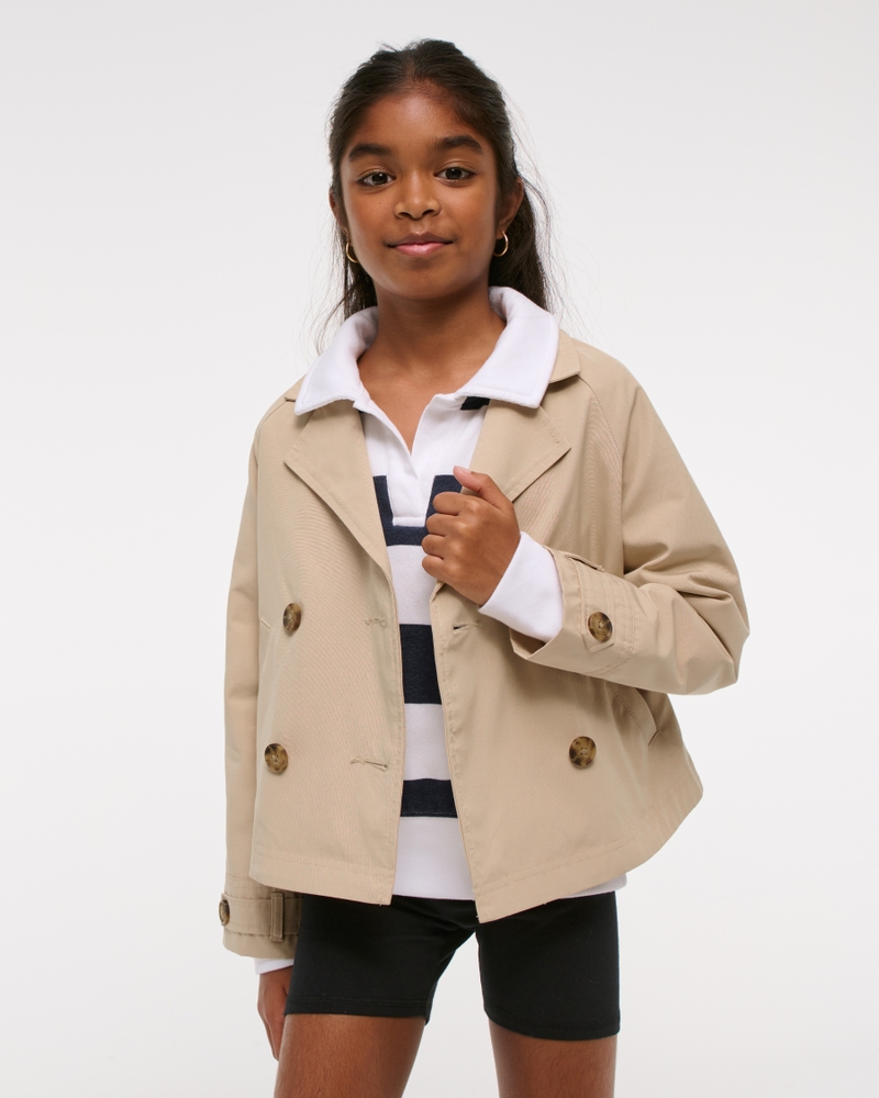 Trench Coat New Style Jacket Girl Retro Girl Navy Long Trench Coat