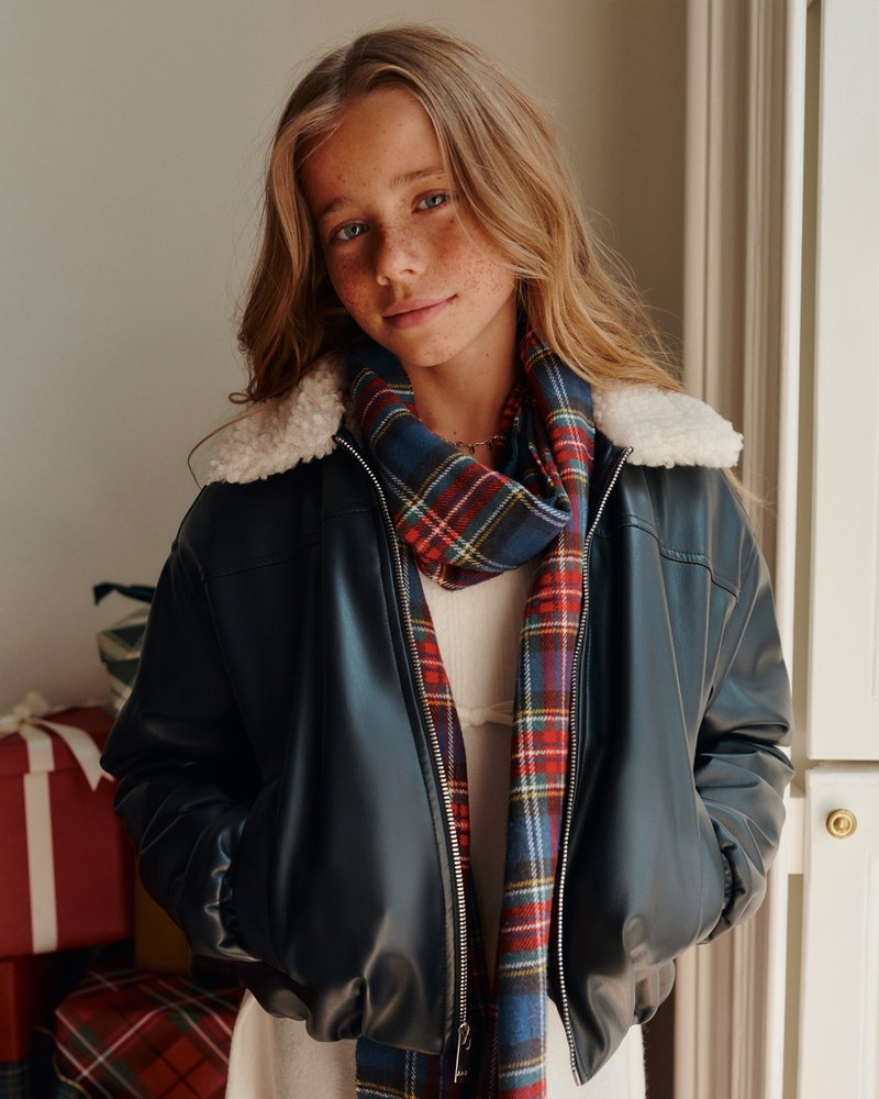 faux fur-lined vegan leather bomber jacket