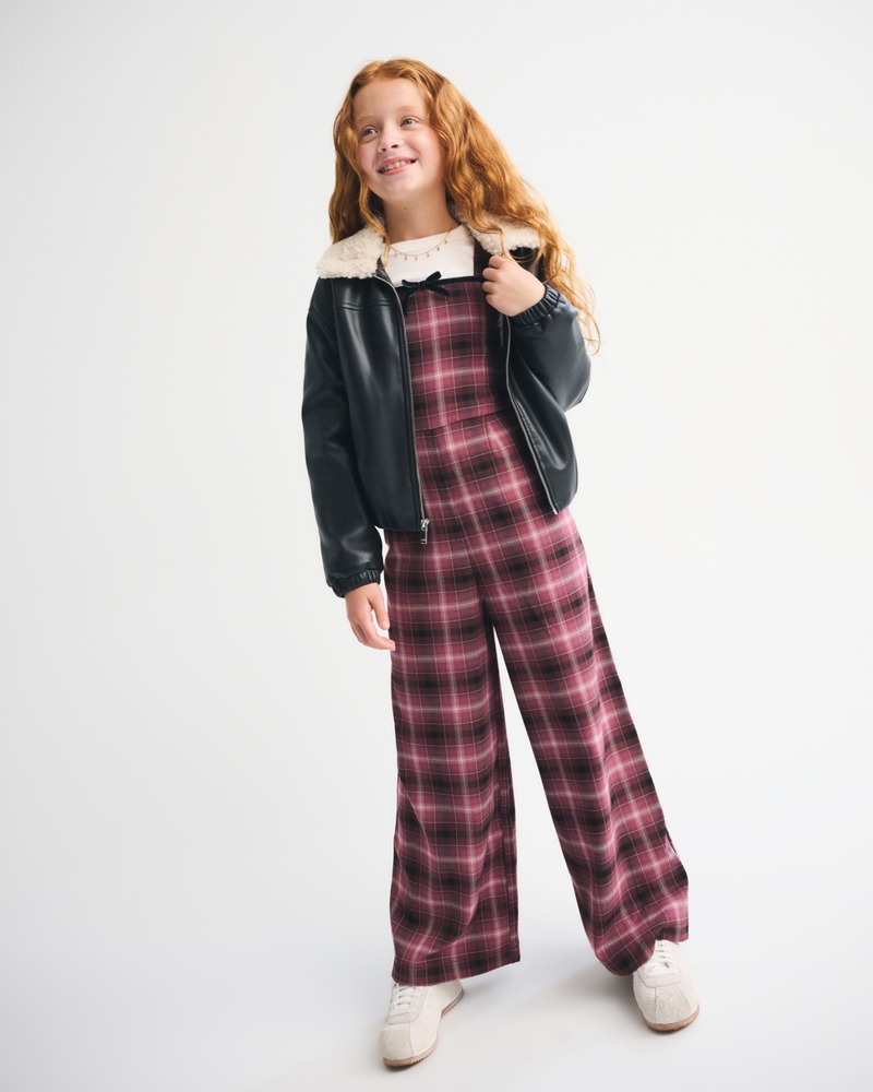 faux fur-lined vegan leather bomber jacket