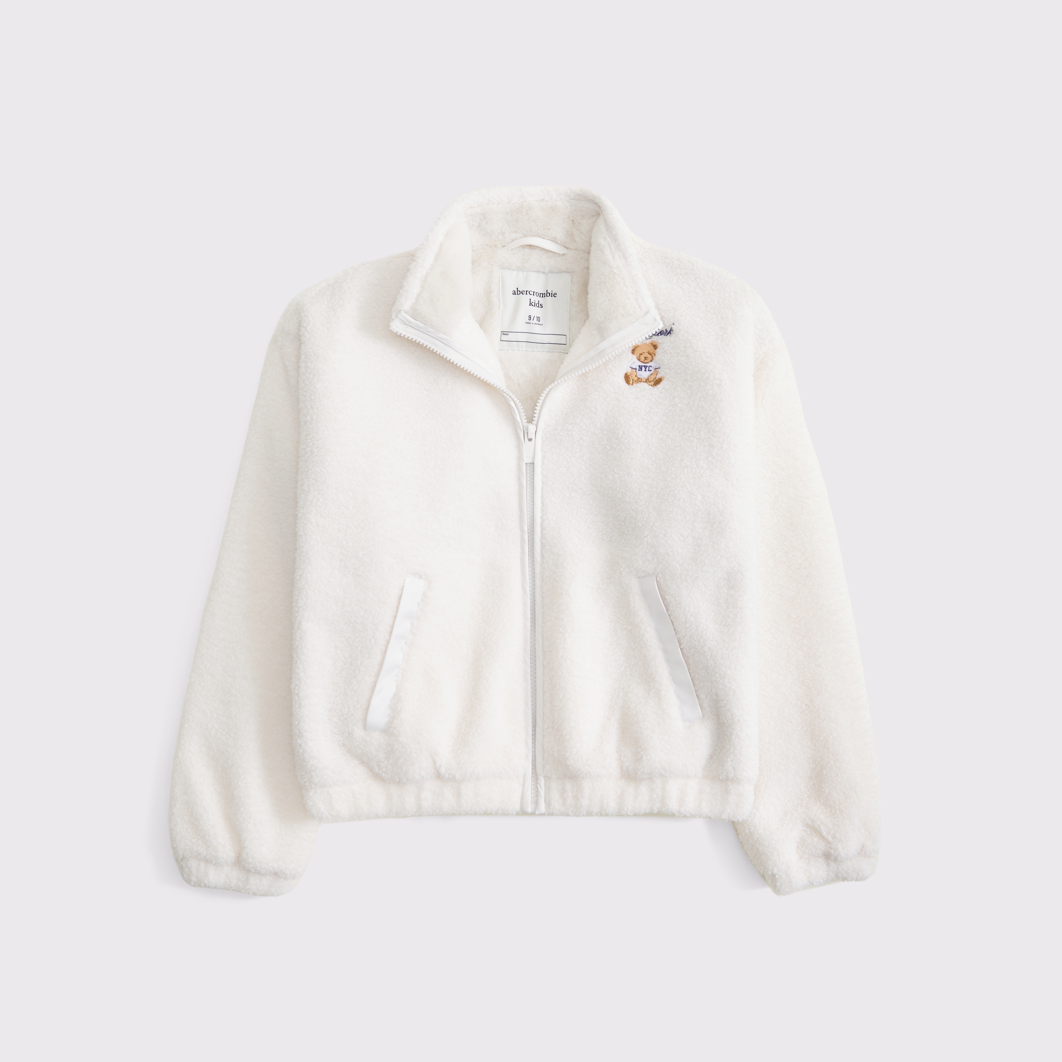 Abercrombie & Fitch Kids' Sherpa Bomber Jacket In White