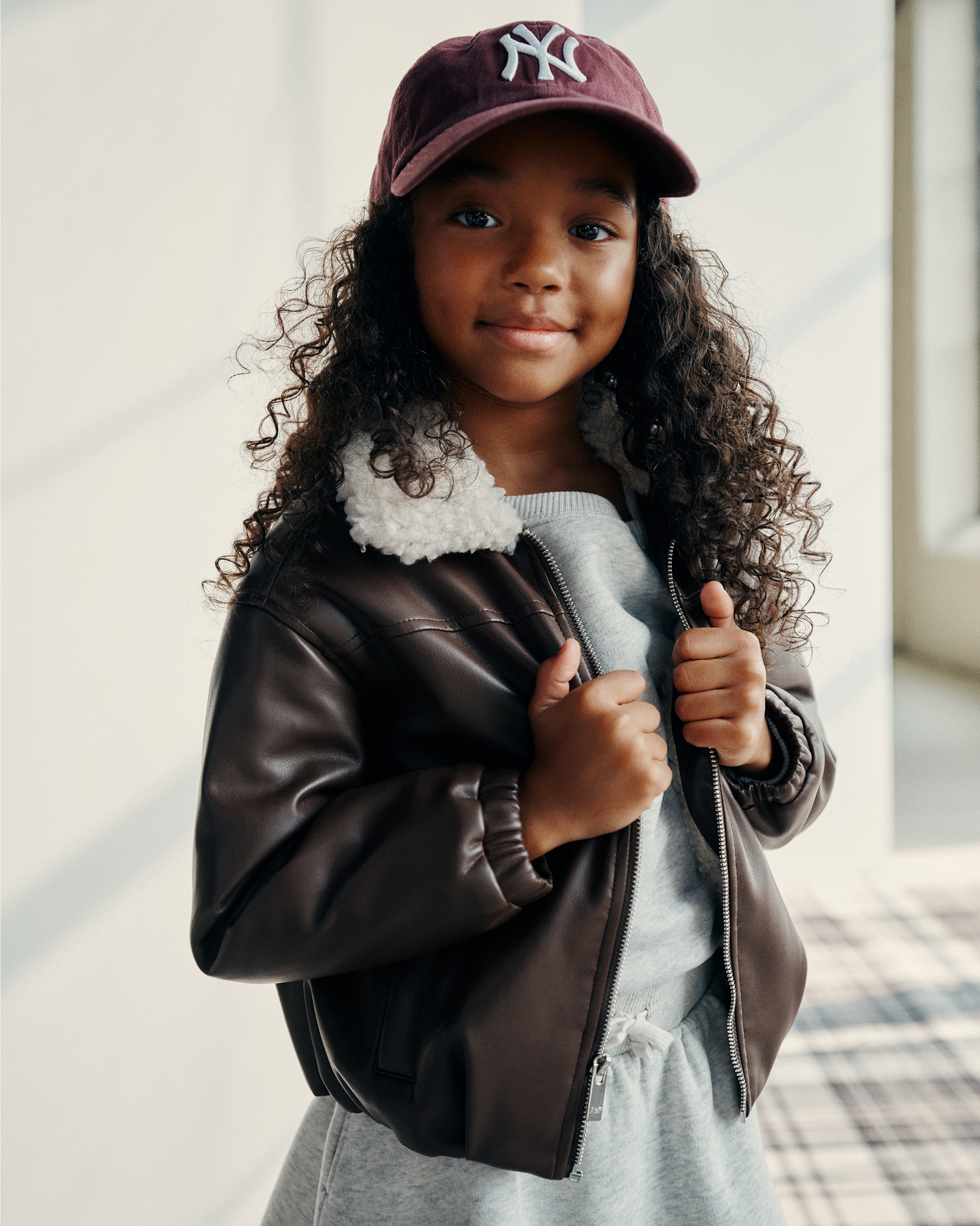 Abercrombie & Fitch Kids' Faux Fur-lined Vegan Leather Bomber Jacket In Brown