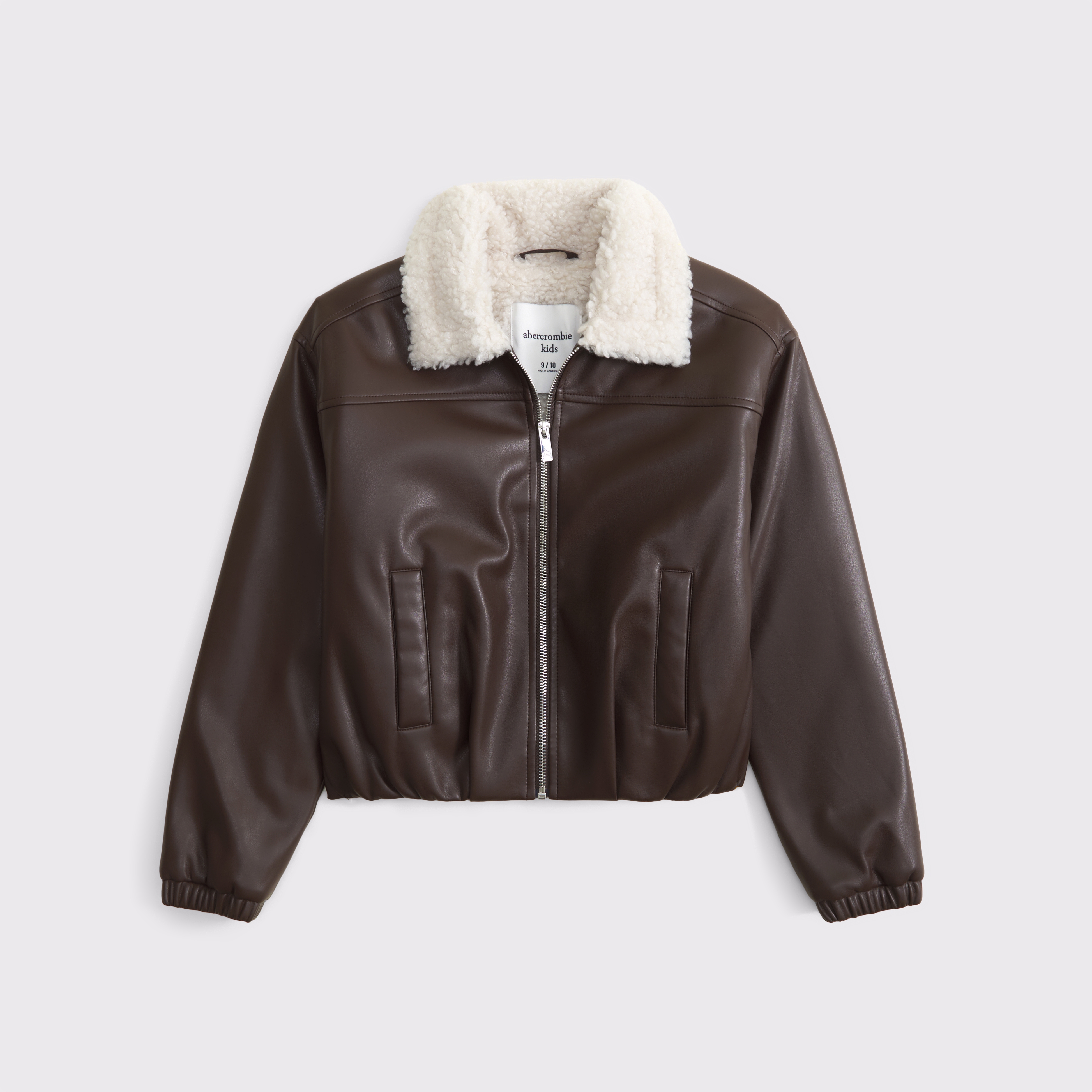 girls faux fur-lined vegan leather bomber jacket | girls