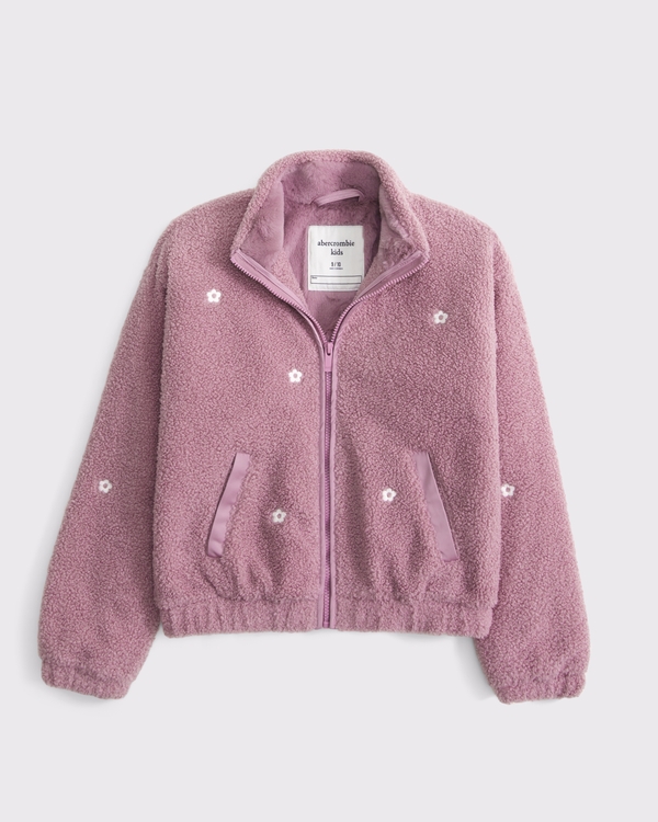 logo sherpa bomber jacket, Light Mauve view 1