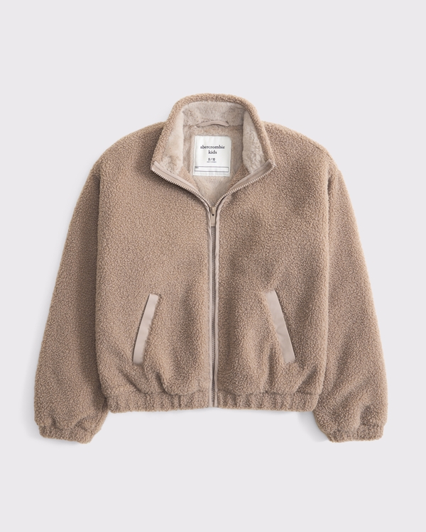 sherpa bomber jacket, Light Brown view 1
