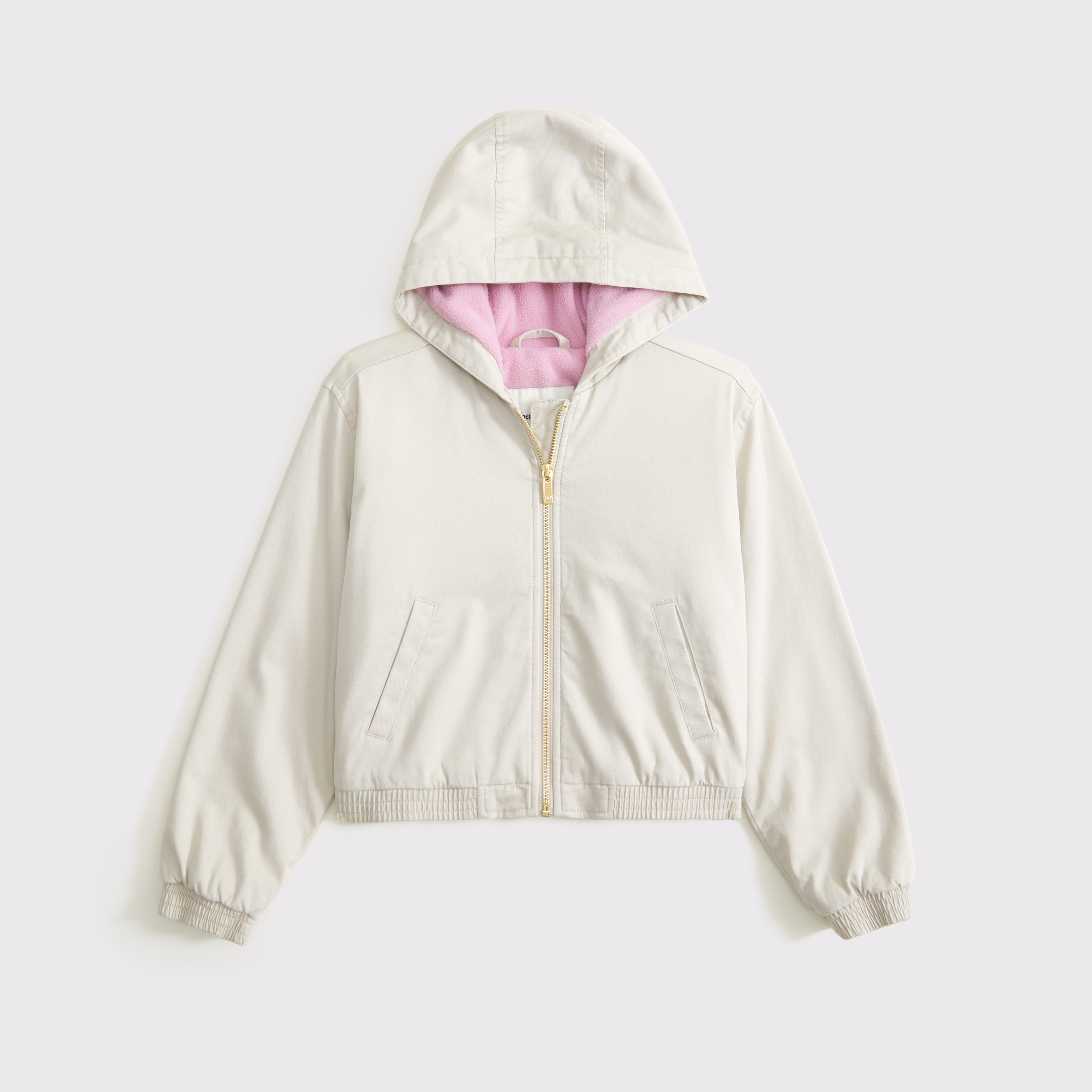 Abercrombie & Fitch Kids' Hooded Workwear Full-zip Jacket In White